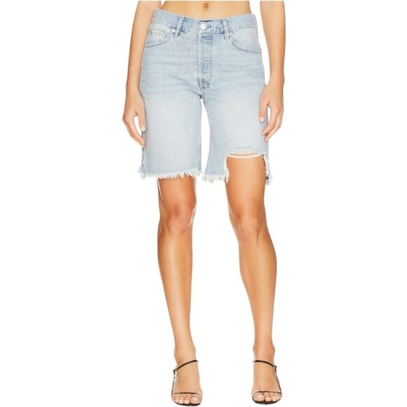 Free People We The Free Big Sur Coast Boyfriend Distressed Denim Shorts Size 31 - Picture 1 of 7